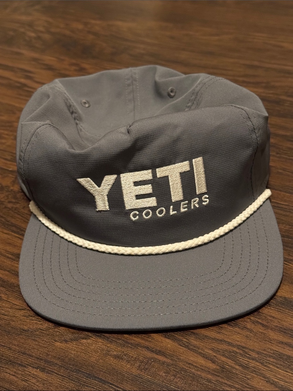 Yeti Gray Cap with White Rope Trim